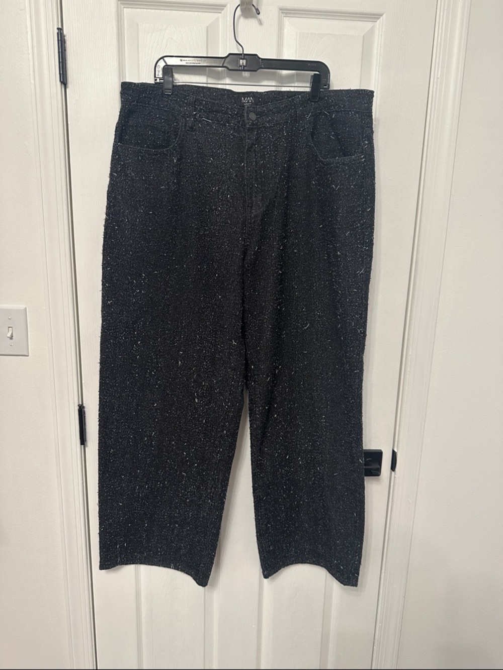 Boohoo Mens Black Speckled Straight-Leg Jeans